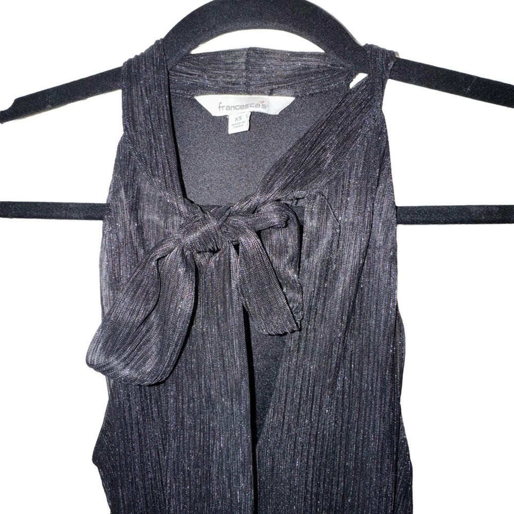 Dress Francescas  Collections Black with silver sleeveless dress bow front